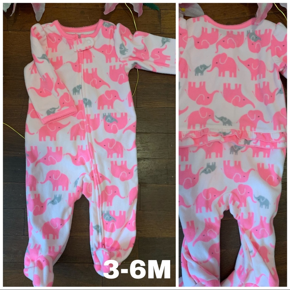 Elephant fleece pink footie